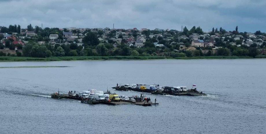 понтонная переправа, херсонская область, днепр, эвакуация, перемещение людей