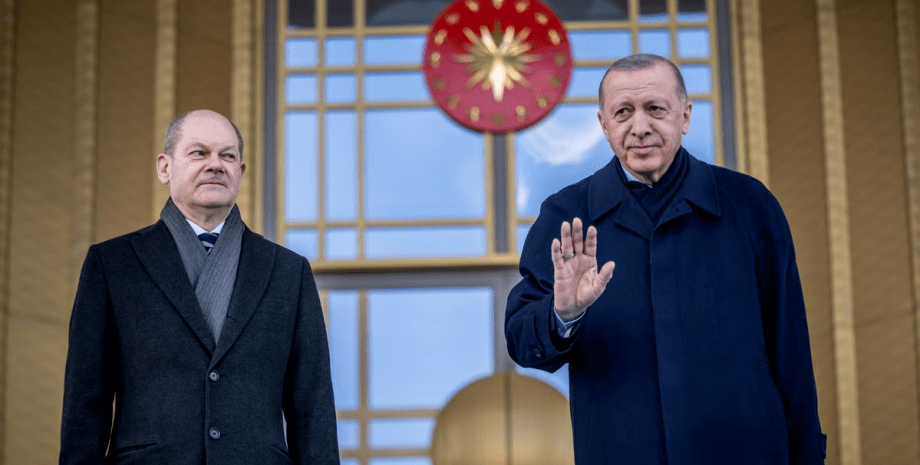 Президент Турции Реджеп Тайип Эрдоган и канцлер Германии Олаф Шольц