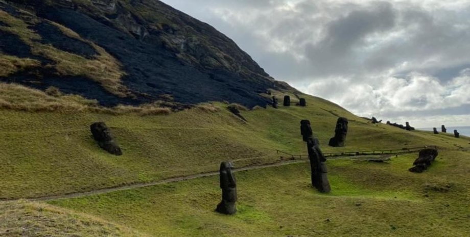 остров пасхи. пожар остров пасхи, моаи
