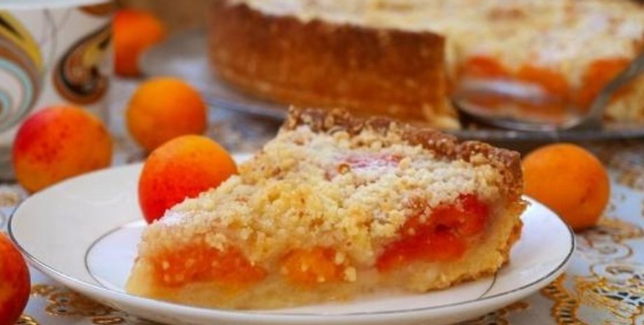Насыпной пирог с абрикосами, пирог с абрикосами, абрикосовый пирог, абрикосовый пирог рецепт