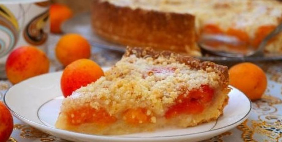 Насыпной пирог с абрикосами, пирог с абрикосами, абрикосовый пирог, абрикосовый пирог рецепт