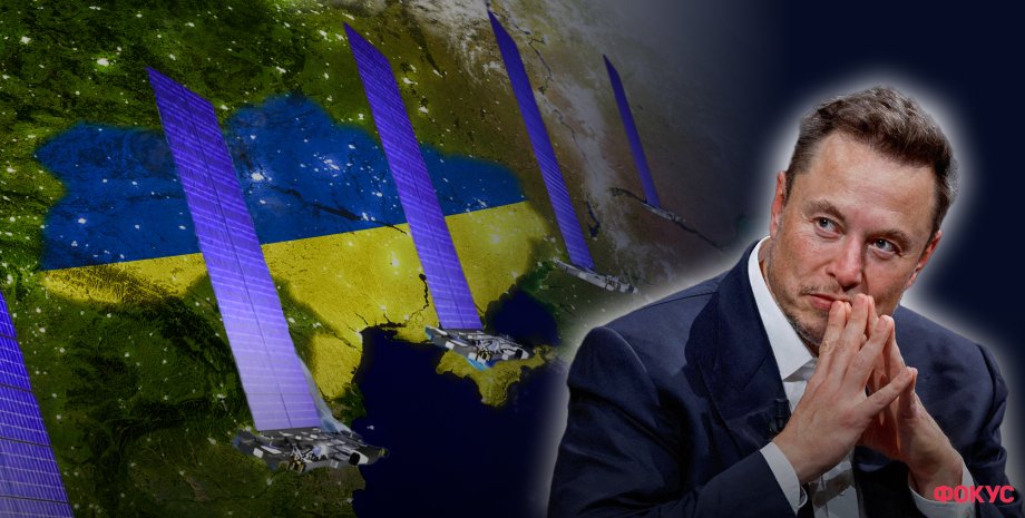Ілон Маск на тлі супутників Starlink Starlink, Старлінк, Ілон Маск