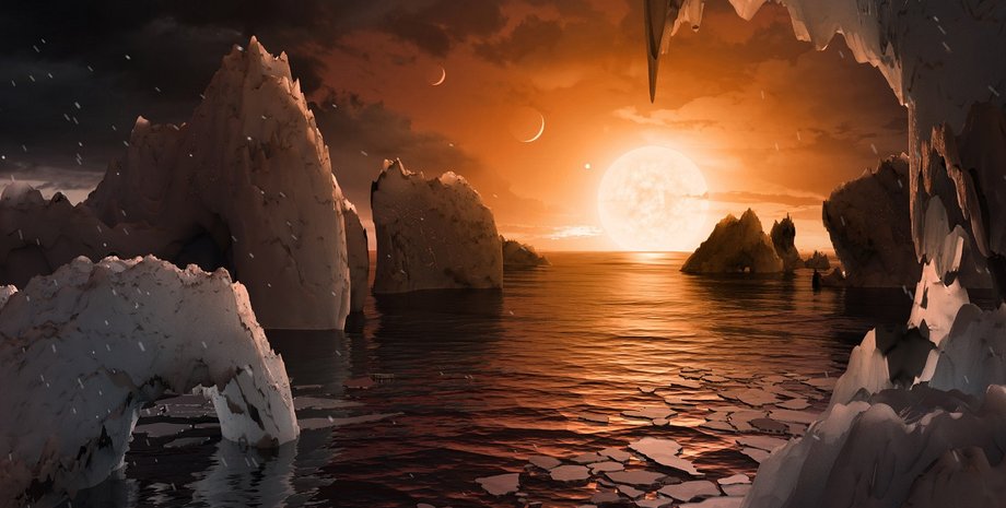 Художественное изображение поверхности одной из планет системы TRAPPIST-1/NASA
