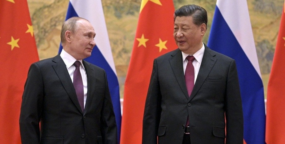Владимир Путин, Си Цзиньпин, флаг Китая, флаг РФ