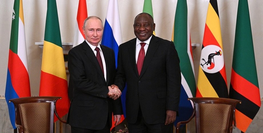 Президент ЮАР Сирил Рамафоса и Владимир Путин