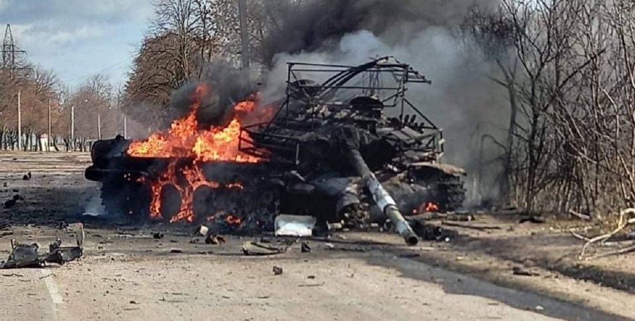 Танк, огонь, военная техника, ВС РФ, война в Украине