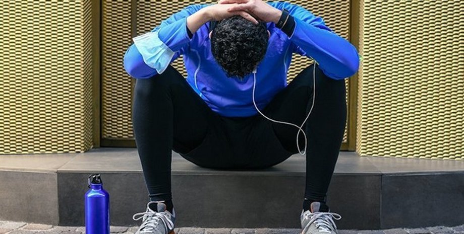 Чоловік, втомився, тренування, спорт, вправи