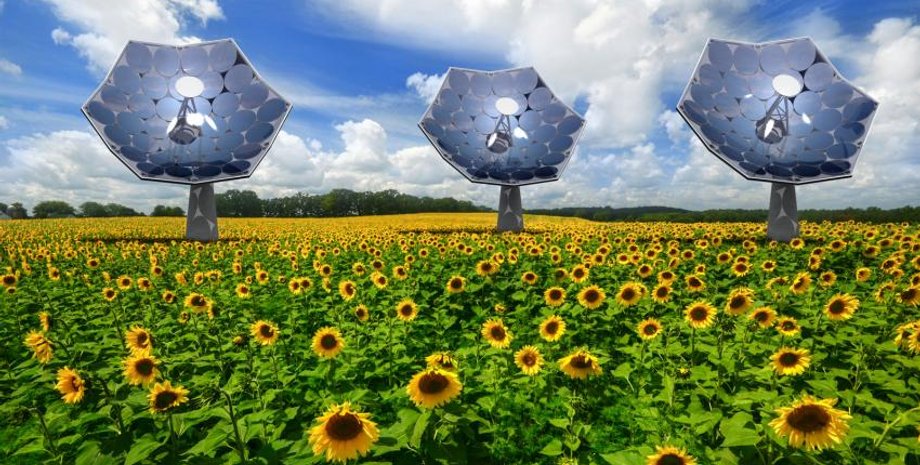 параболические солнечные панели в поле