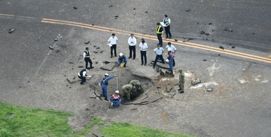 87 flights at Miyazaki Airport in southern Japan were canceled after the detonat...