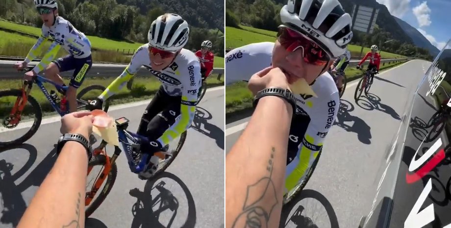 Турист рассмешил Интернет, подкармливая велочемпионов на ходу из окна автобуса