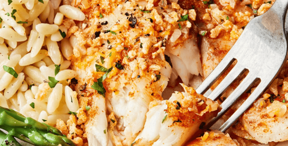 тилапия, еда, рис, спаржа