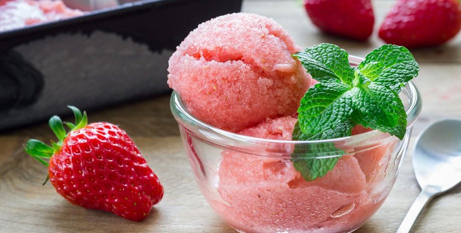 клубничный сорбет, клубнично-банановый сорбет, сорбет, рецепт сорбет