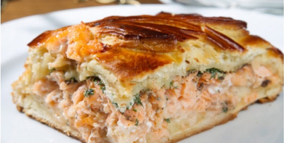 Пирог с семгой и яйцами, рыбный пирог, рецепт пирога