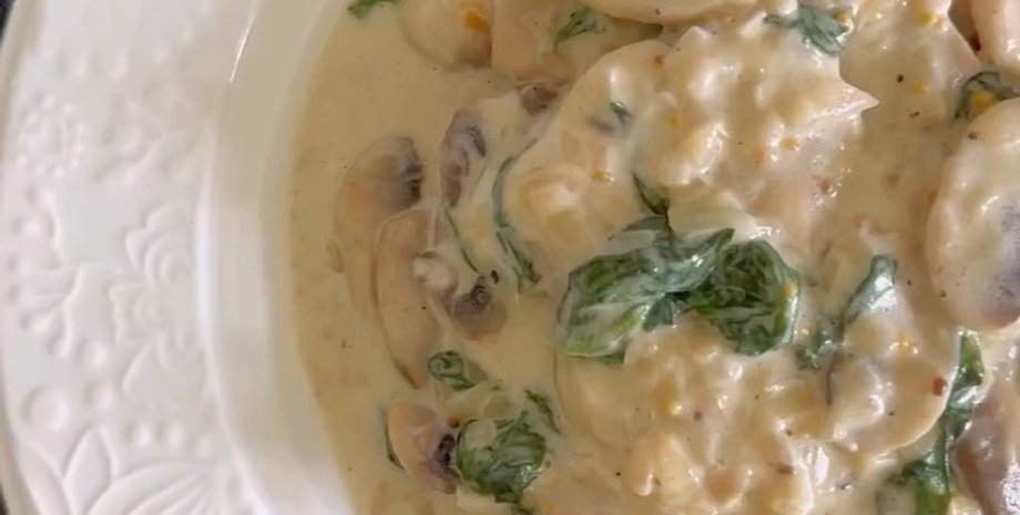 шампиньоны в сливочном соусе, рецепт, еда