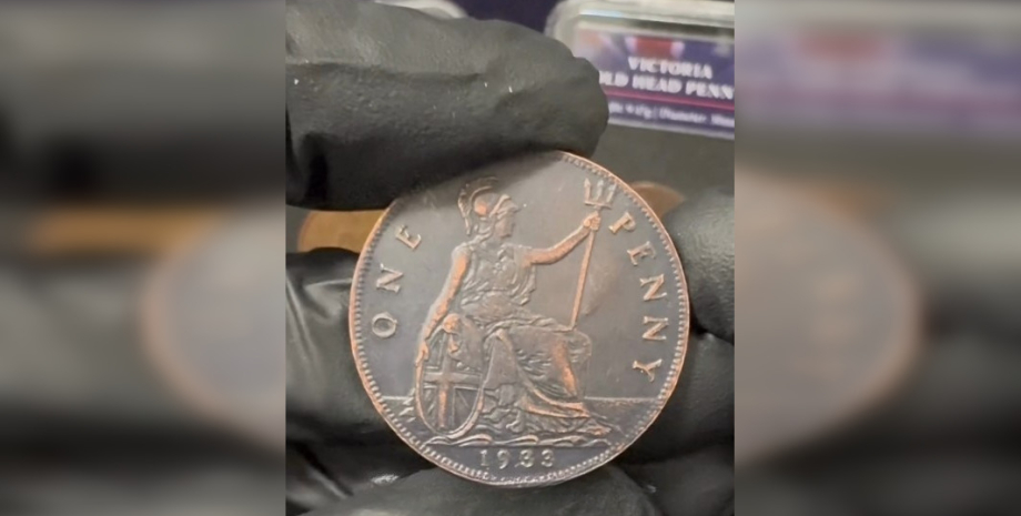 Британська монета, монета 1933, британський пенні, аукціон монета, історичний раритет монета, нумізмати курйоз, аукціон курйоз, Британія курйоз