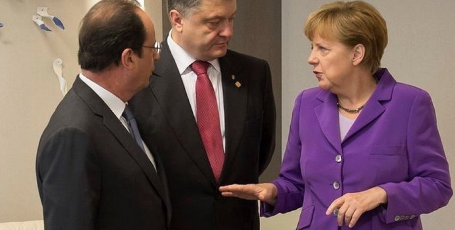 Франсуа Олланд, Петр Порошенко и Ангела Меркель / Фото: Немецкая Волна