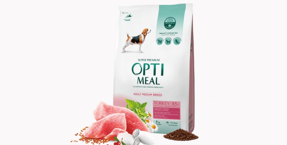сухий корм для собак Оптиміл. Огляд на базовий раціон для собак середніх порід