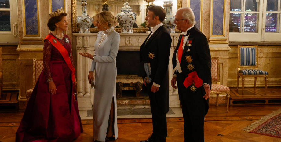 эммануэль макрон, брижит макрон, королева швеции сильвия, король швеции, визит в швецию, кронпринцесса виктория