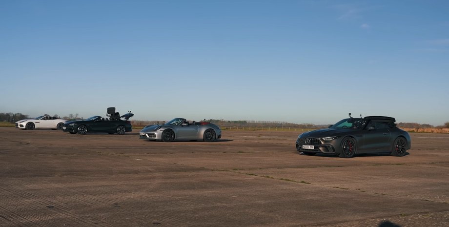 Спортивные родстеры сравнили в заездах на 1/4 и 1/2 мили