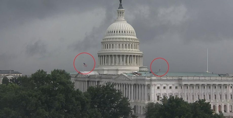 флаги, приспущенные флаги, капитолий, джо байден