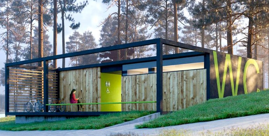 Проект общественного туалета в Гидропарке \ Изображение: Журнал Житомира