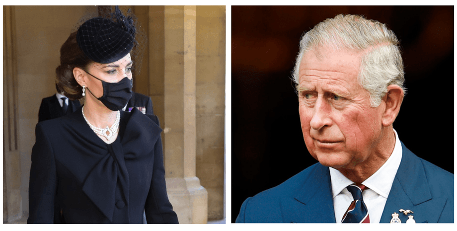 Кейт Миддлтон, принц Чарльз, похороны принца Филиппа, коллаж