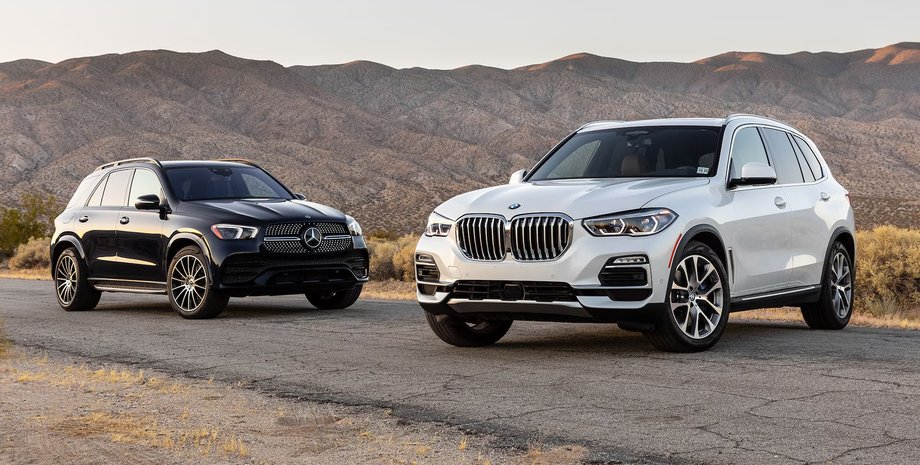 BMW X5 і Mercedes GLE, преміальні авто, авто преміум-класу, авто преміум-класу