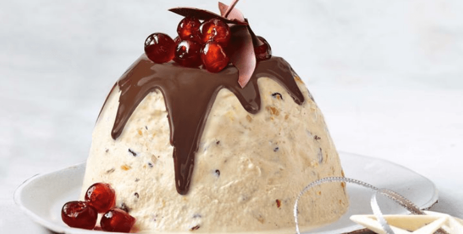 торт-мороженое, десерт, праздничный десерт, шоколад, вишни, блюдо, еда