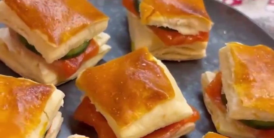 слойки, закуска, слоеное тесто