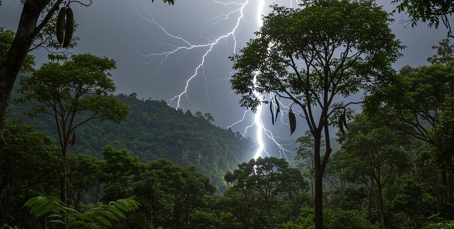 гроза в тропическом лесу