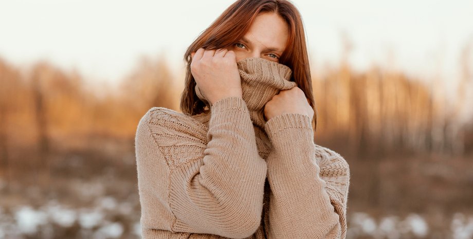 женщина, погода, осень, лес, ноябрь