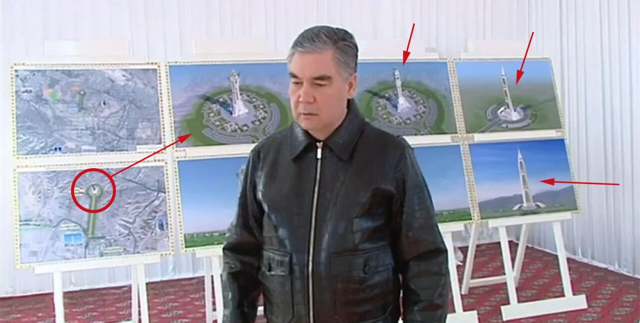 Президенту Туркменистана показали эскизы будущего монумента. Фото: "Хроника Туркменистана"