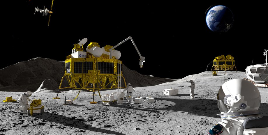 Луна, космос, спутник Земли, лунная станция, лунная база, база на Луне