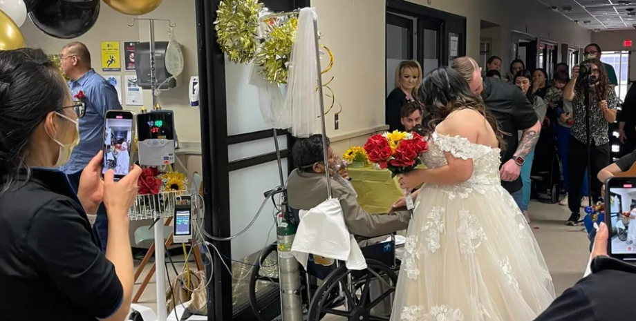 Отец за несколько дней до смерти приехал на свадьбу дочери, необычная церемония бракосочетания в больнице, брак, курьезы, фото, США