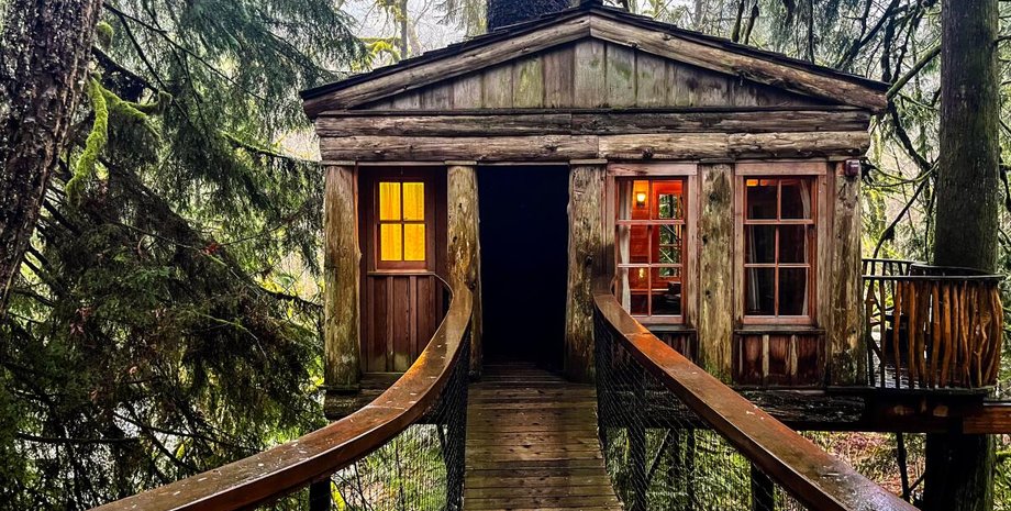 Домики на дереве в США, отель Treehouse Point, домики посреди леса, интерьеры, уникальные локации, путешествия, туризм