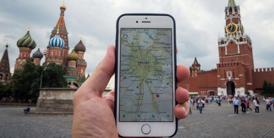 GPS, смартфон, навигатор, Москва, Красная площадь