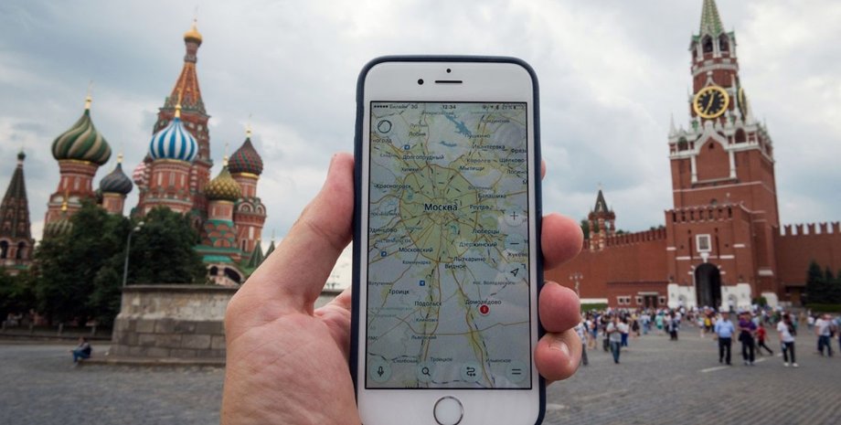 GPS, смартфон, навигатор, Москва, Красная площадь
