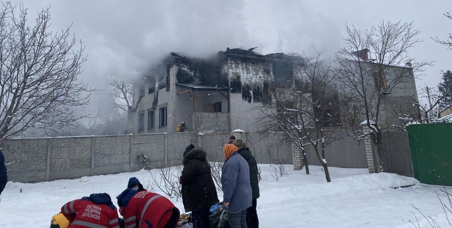 пожар в харькове, пансионат, дом престарелых, хоспис, сгоревший