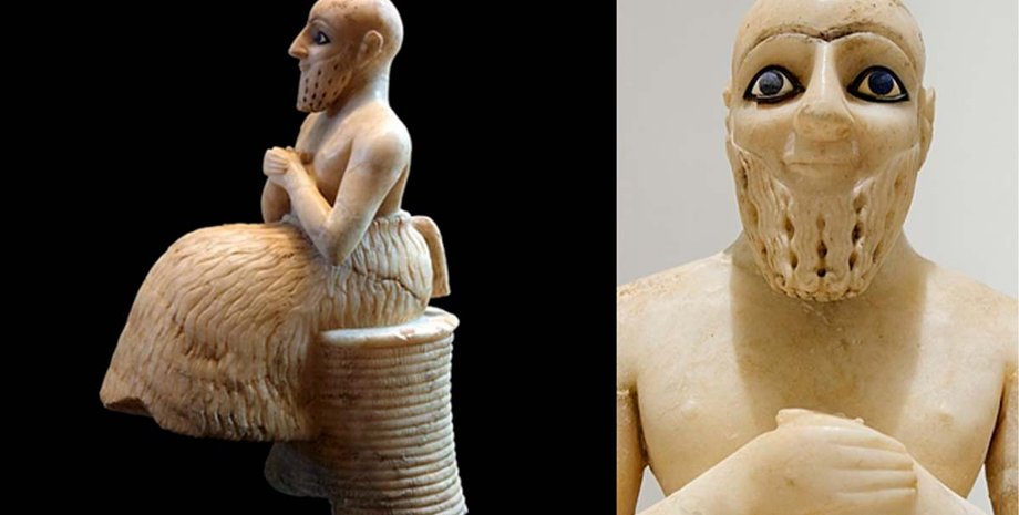 Месопотамия, древняя цивилизация, марийцы, статуя Эбих-Ила, военное жертвоприношение, Иштар, шумерская цивилизация, алебастр, лазурит, археология