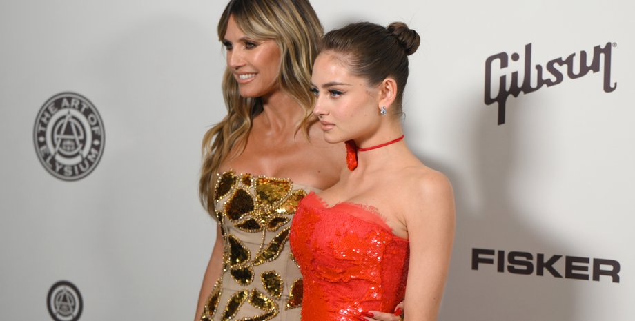 Хайди Клум с дочерью, дочь хайди клум, лени клум, вечеринка, золотой глобус, хайди клум стиль