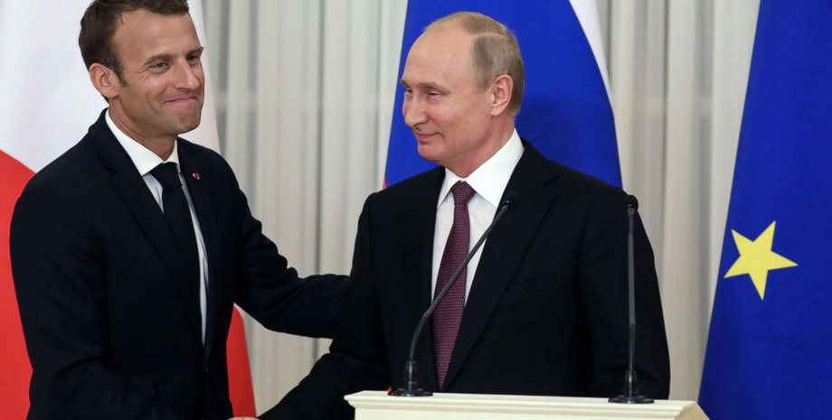 Эмманюэль Макрон и Владимир Путин