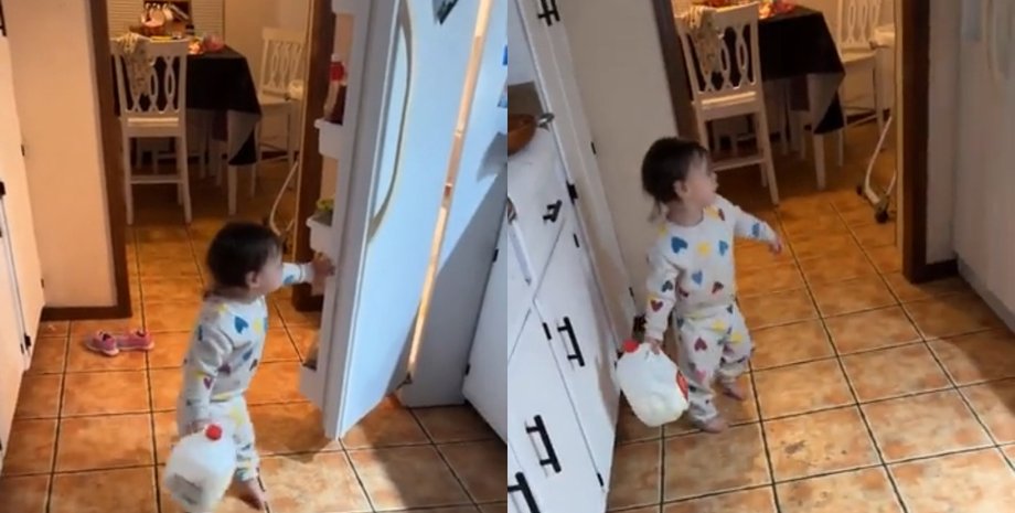 Випив уже одну пляшку, але хоче ще: у мережі жартують з затятого "молокоголіка"