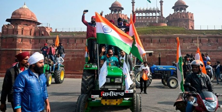 Индия, Нью Дели, Фермеры, Протесты, Трактора, Интернет