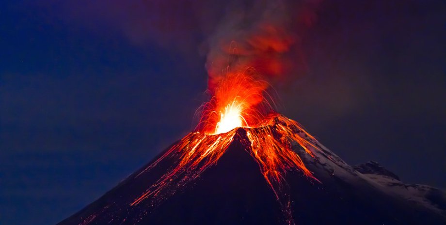 вулкан, виверження, лава, фото