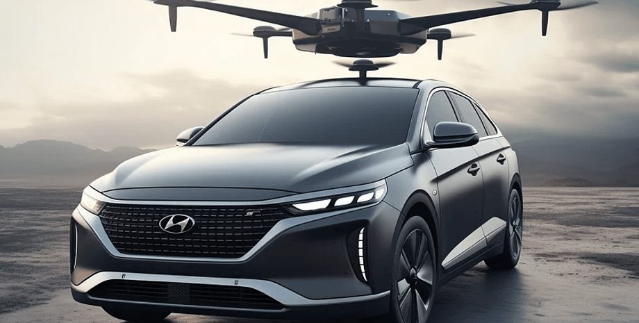 беспилотник, дрон, авто, машина, Hyundai