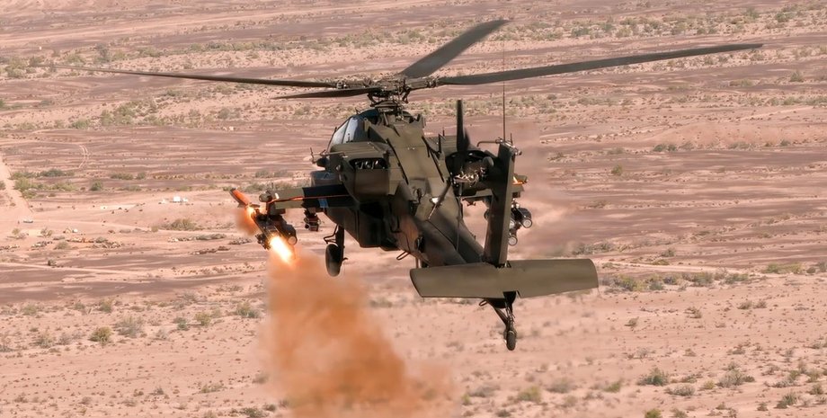 Запуск дрона Altius-700 с вертолета AH-64E Apache с вертолета