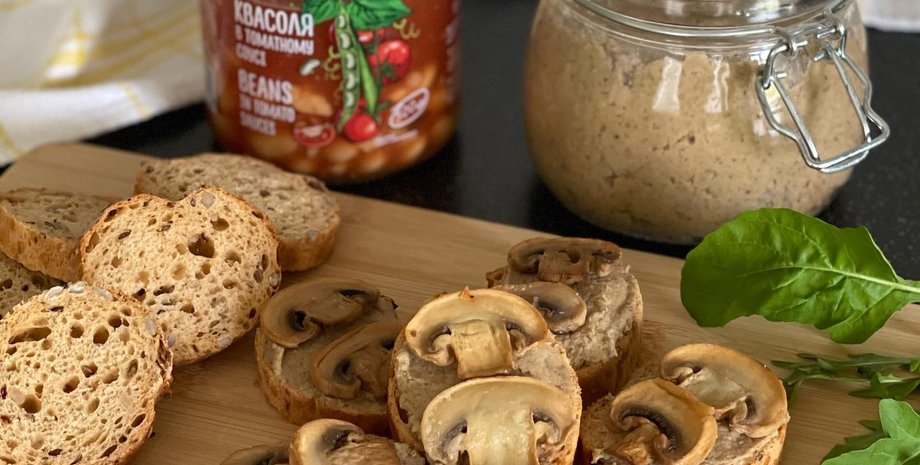 Грибной паштет с фасолью, грибы, грибы рецепт, грибы с фасолью
