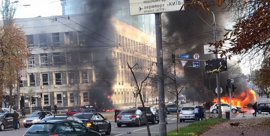Ракетный удар обстрел Киев прилет