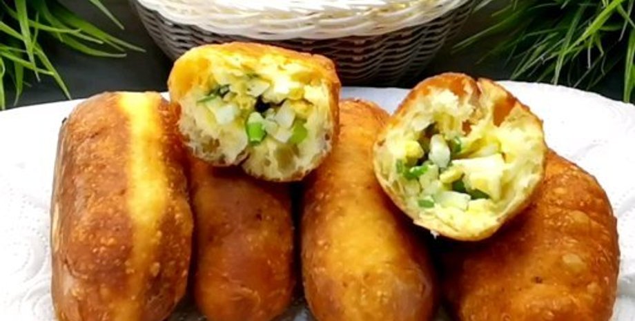 Пирожки с яйцом и зеленым луком, пирожки жареные, начинка для пирожков