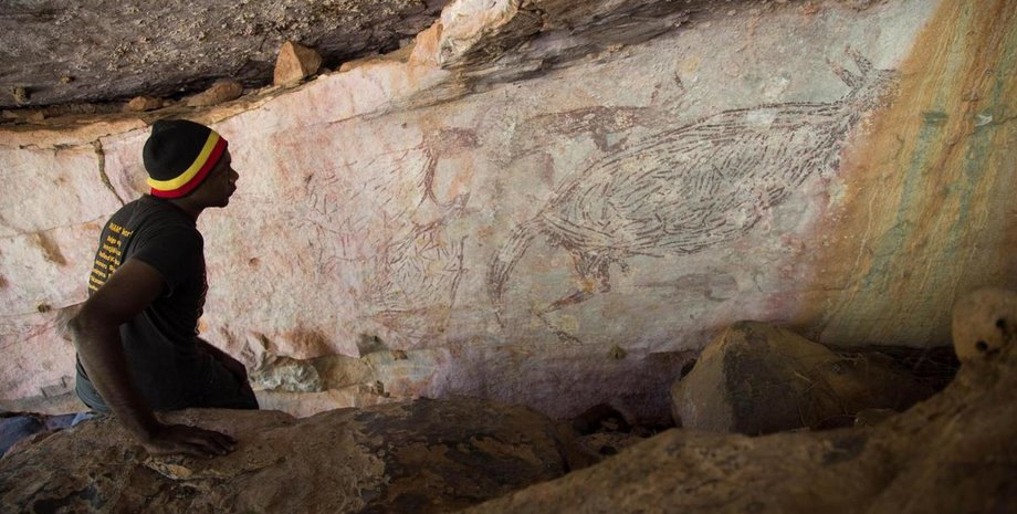 скала, кенгуру, Австралия, искусство